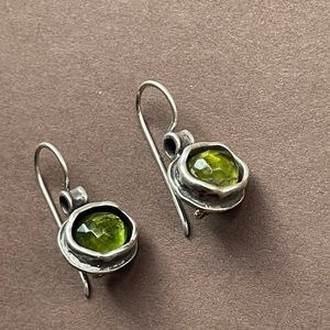 Silpada green glass sterling silver earrings